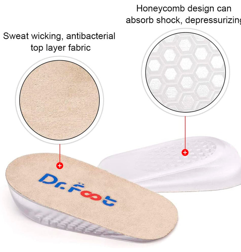 Dr. Foot's Height Increase Insoles, Heel Cushion Inserts, Heel Lift Inserts for Leg Length Discrepancies