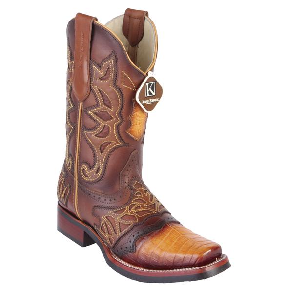 Men's King Exotic Caiman Belly Boots With Saddle Vamp Handmade Buttercup