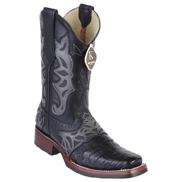 Men's King Exotic Caiman Belly Boots With Saddle Vamp Handmade Black