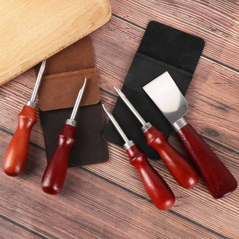 4 Pieces Leather Edge Beveler and 1 Pieces Leather Cutting Knife