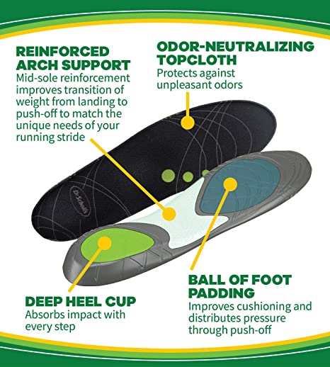 Dr. Scholl’s Running Insoles | Reduce Shock and Prevent Common Running Injuries: Runner's Knee, Plantar Fasciitis and Shin Splints | For Men&Women