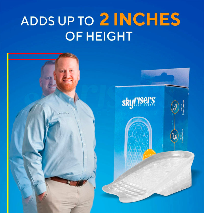 Sky Risers - Height Increase Insole (1 Pair) 4 Layer Silicone Gel Heel Cushion Pads Inserts, Increased Height Shoe Inserts for Men & Women with Advanced Comfort