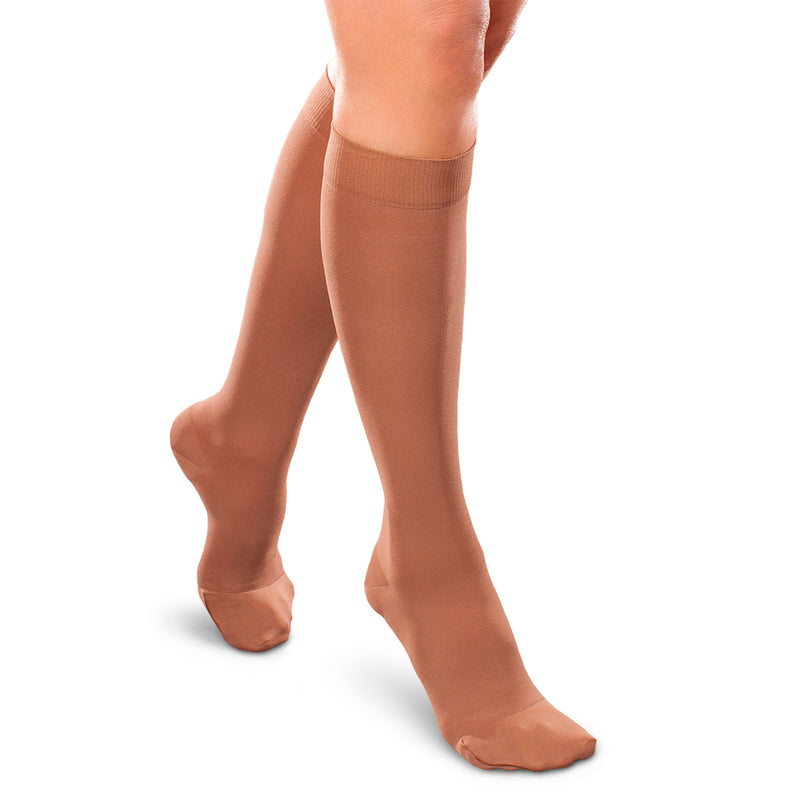 Ease Opaque Moderate Support Women's Knee High 20 - 30 MMHG  Bronze Medium   Long - One Pair (