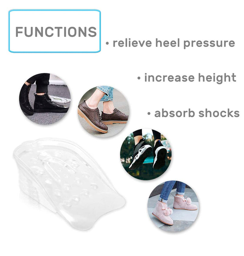 Dr.Foot Adjustable 5-Layer Height Increase Insoles, Silicone Heel Cushion Inserts for Men and Women, Gel Heel Lift Inserts for Leg Length Discrepancy