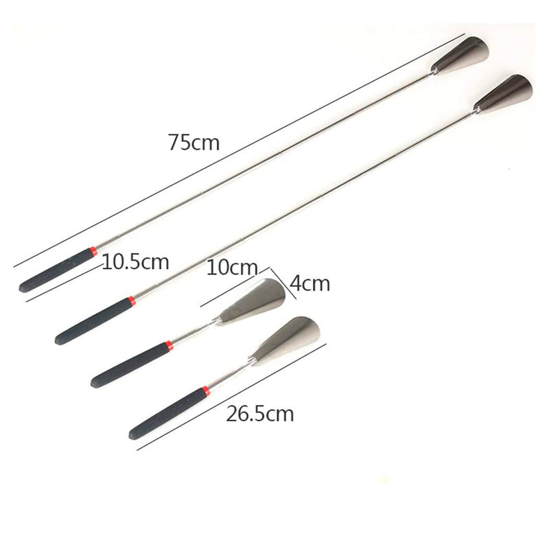 Healifty Stainless Steel Shoe Horn with Adjustable Handle Telescopic Expander Shoe Horn for Travel Use 2pcs