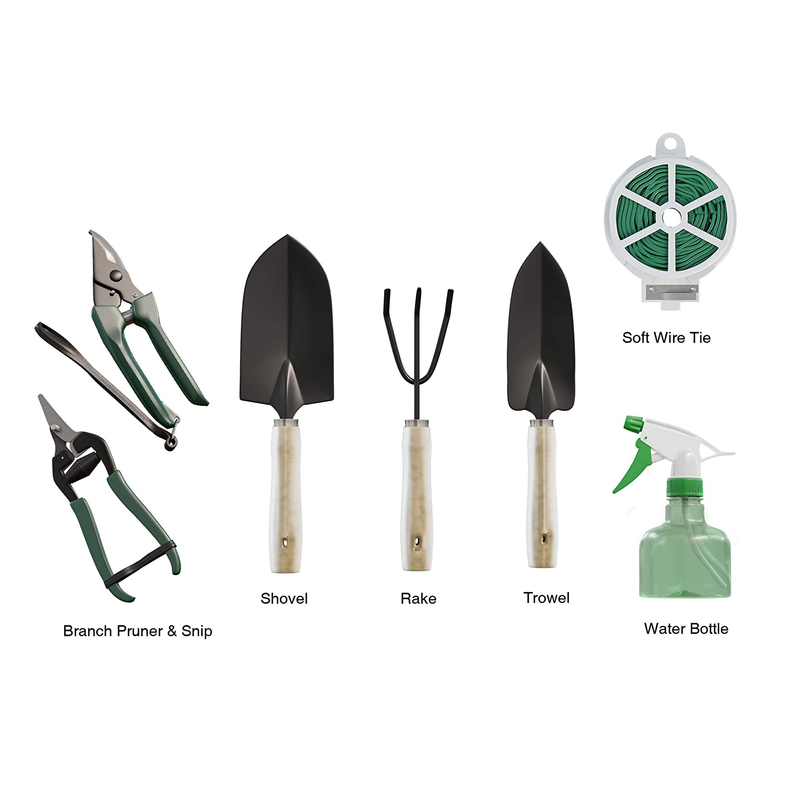 Pure Garden 75-08002 8 Piece Garden Tool and Tote Set Repel-pesticides, 7x4.5, b