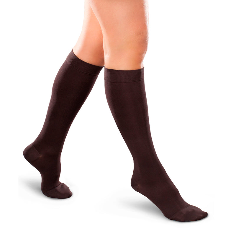 Ease Opaque Moderate Support Women's Knee High 20 - 30 MMHG  Cocoa Medium Long - One Pair (