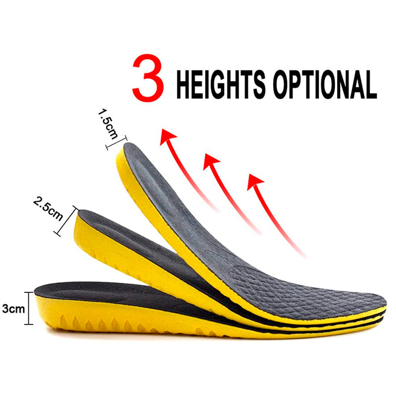 Ailaka Elastic Shock Absorbing Height Increasing Sports Shoe Insoles, Color Yellow