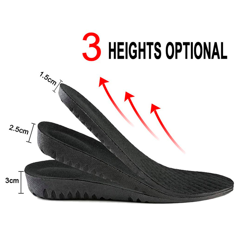Ailaka Elastic Shock Absorbing Height Increasing Sports Shoe Insoles, Color Black