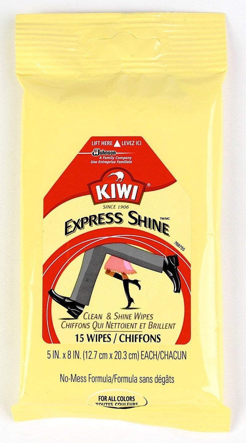 KIWI Express Clean and Shine Wipes 15ct