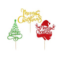 Whaline 48Pcs Christmas Cupcake Toppers 3 Design Glittery Cake Topper Xmas Tree Snowman Merry Christmas