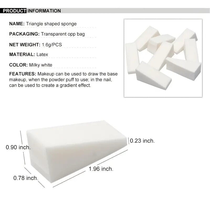 8 Pcs Gradient Shaped Nails Soft Sponges For Color Fade Manicure Nail Art Tools | Cosmetic Puff Powder Puff Beauty Women's Makeup Wedge
