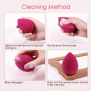 4pc Water Drop Contour Blending Sponges | Make Up Applicators | Liquid Cream Powder Foundation Concealer Cosmetics | Stippling Wet Dry