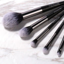 6pcs Black Silver Makeup Brush Set | Complete Makeup Brush Set | Cosmetics Brush Set For Professional Makeup | Synthetic Powder Foundation