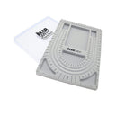 The Beadsmith Bead Board with Cover, Grey Flocked | 3 U-Shaped Channels | 6 Recessed Compartments | 9.75 x 13.25 inches | Design Boards