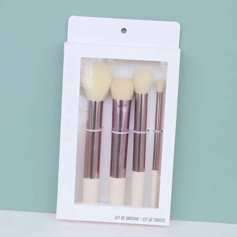 Makeup Brushes 4Pcs Synthetic Foundation Powder Concealers Eye Shadows Blush Makeup Brushes Rose Golden Cosmetic Brushes