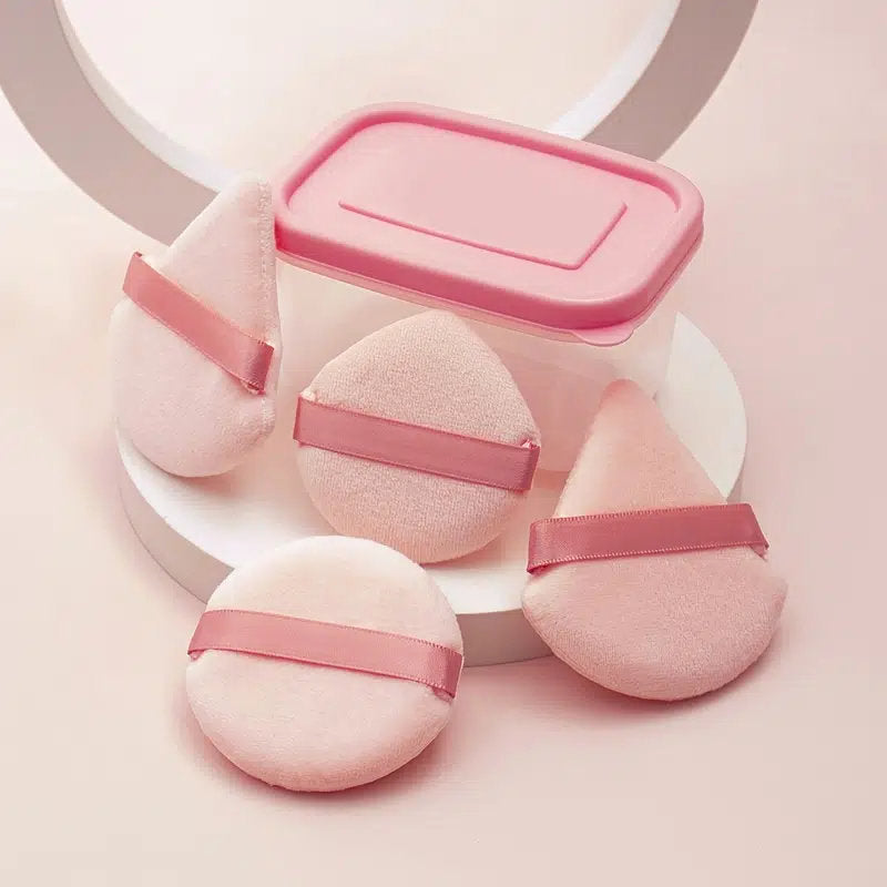 Strawberry Pudding Loose Puff Box With 4pcs Cotton Puff | Blending For Loose Powder | Mineral Body Powder