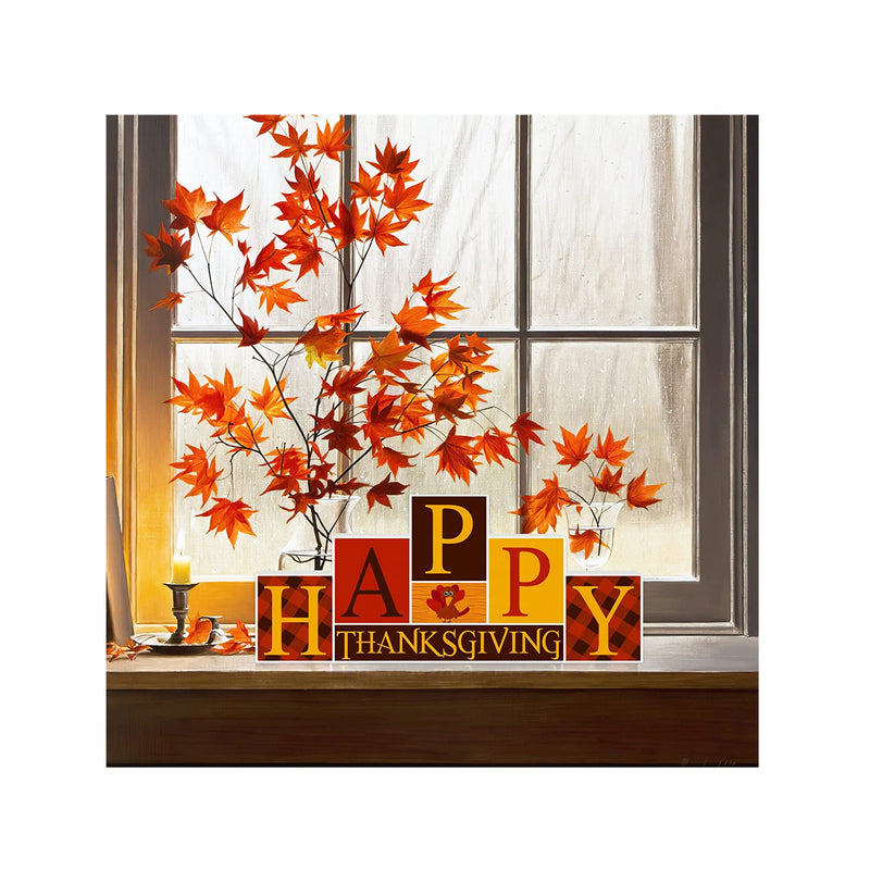 Happy Thanksgiving/Merry Christmas Decorations Wooden Sign | Reversible Table Decor