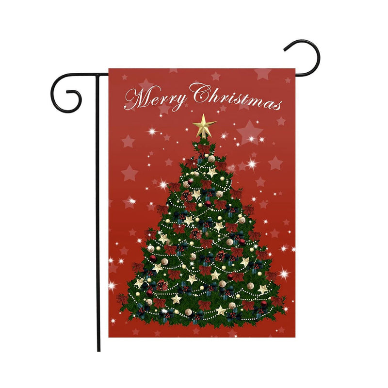 Christmas Garden Flags 12x18 Double Sided, Christmas Tree Design Outdoor Christmas Decorations