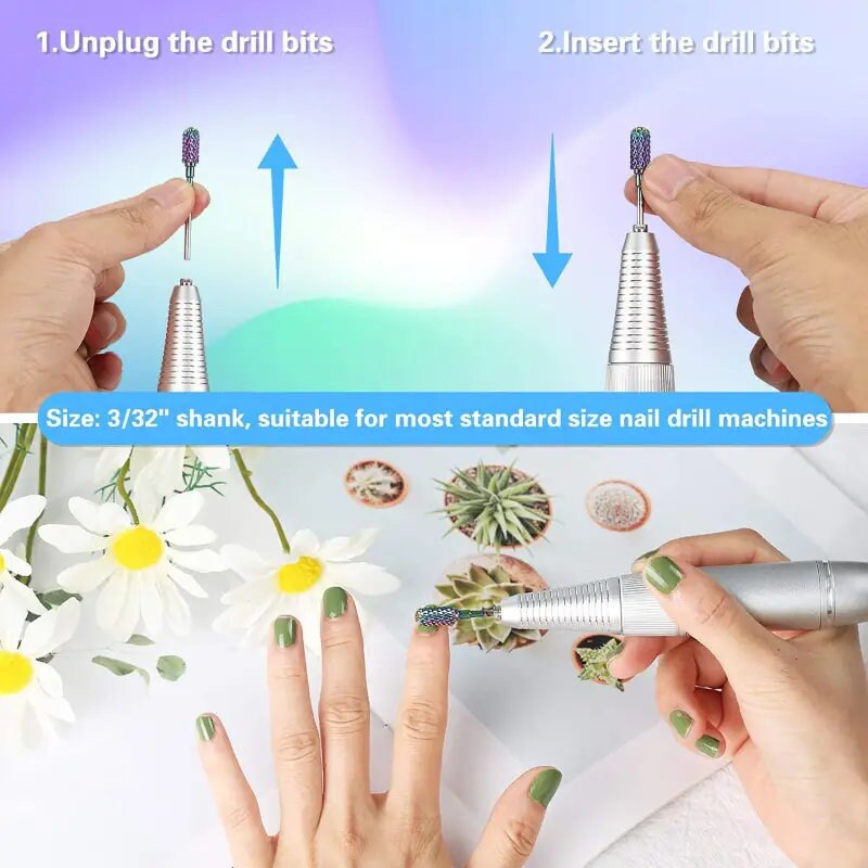 11 In 1 Nail Drill Bits Sets 3/32" Tungsten Carbide Nail Files Electric Nail Drill Kit For Manicure Pedicure Set