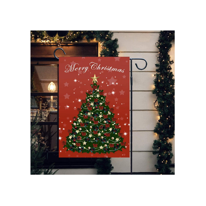 Christmas Garden Flags 12x18 Double Sided, Christmas Tree Design Outdoor Christmas Decorations