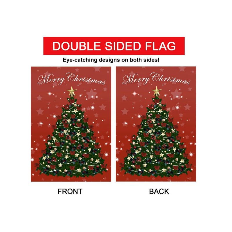 Christmas Garden Flags 12x18 Double Sided, Christmas Tree Design Outdoor Christmas Decorations