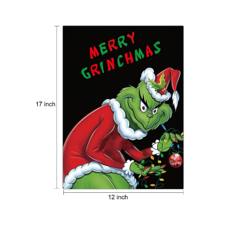 WLWLG Merry Grinchmas Garden Flag for Christmas Indoor & Outdoor Decoration 12''x17''