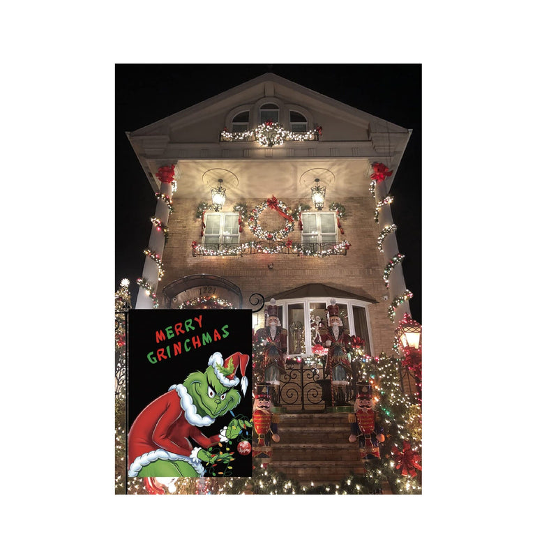 WLWLG Merry Grinchmas Garden Flag for Christmas Indoor & Outdoor Decoration 12''x17''