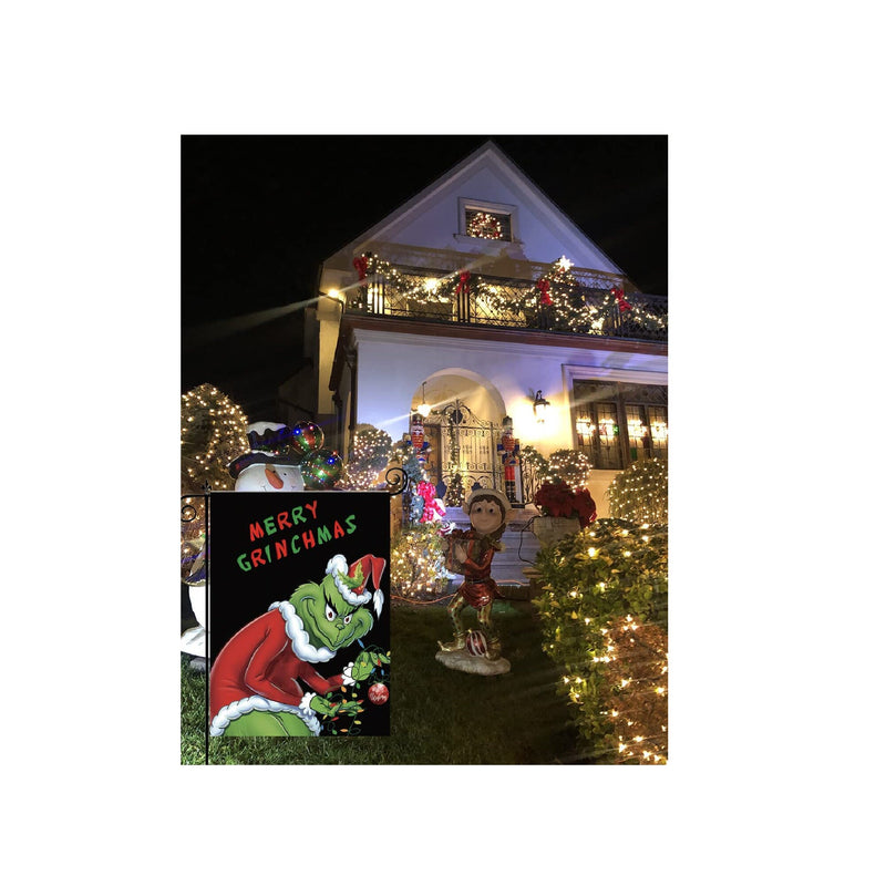 WLWLG Merry Grinchmas Garden Flag for Christmas Indoor & Outdoor Decoration 12''x17''