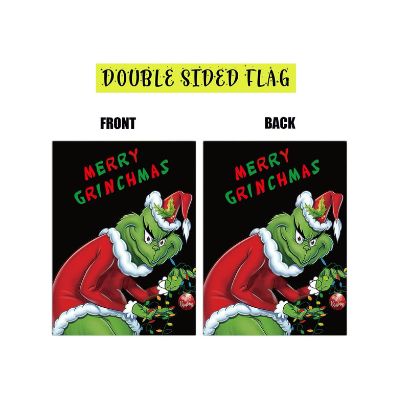 WLWLG Merry Grinchmas Garden Flag for Christmas Indoor & Outdoor Decoration 12''x17''