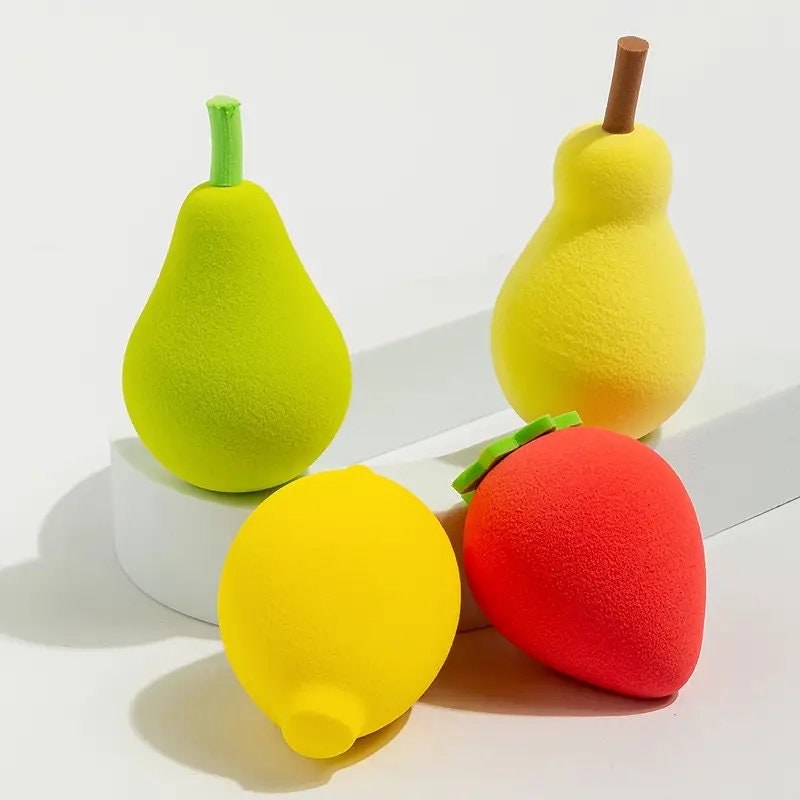 4pcs Fruit Beauty Eggs Super Soft Do Not Eat Powder Wet And Dry Makeup Egg Sponge Powder Puff Makeup Egg Makeup Tools With Storage Box