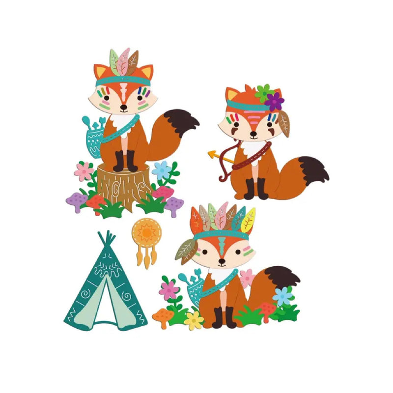 Tribe Fox Cutting Dies |  Metal Fairy Tale Animal Embossing Stencils