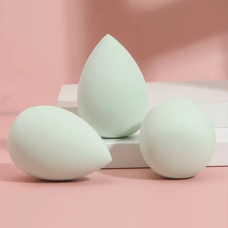 3pcs Dry & Wet Sponge Powder Kit For Peppermint Green Water Drop Makeup Egg