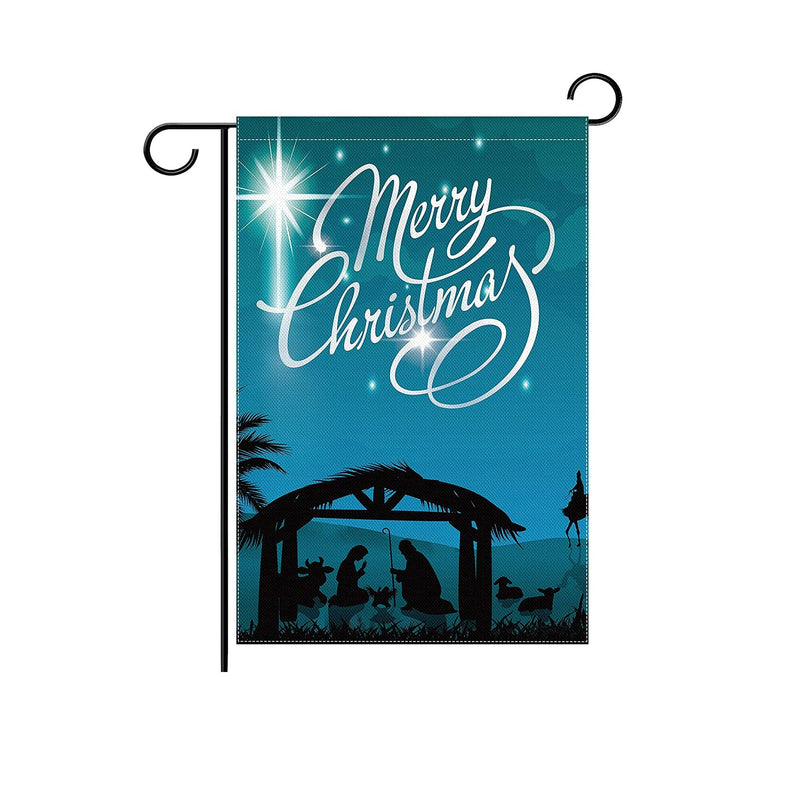 Merry Christmas Jesus Burlap Garden Flag Double Sided Garden Outdoor Yard Flag Seasonal Happy Holiday Decorative