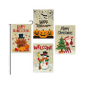 WATINC 4Pcs Garden Flags Happy Halloween Thanksgiving Welcome Winter Merry Christmas Holiday Decorations Pumpkins Turkey Santa Snowman