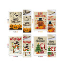 WATINC 4Pcs Garden Flags Happy Halloween Thanksgiving Welcome Winter Merry Christmas Holiday Decorations Pumpkins Turkey Santa Snowman