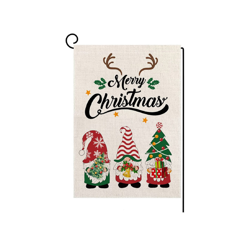 Bravilan Merry Christmas Gnomes Garden Flag Vertical Double Sided Snowflake Christmas Tree Winter Garden Flag