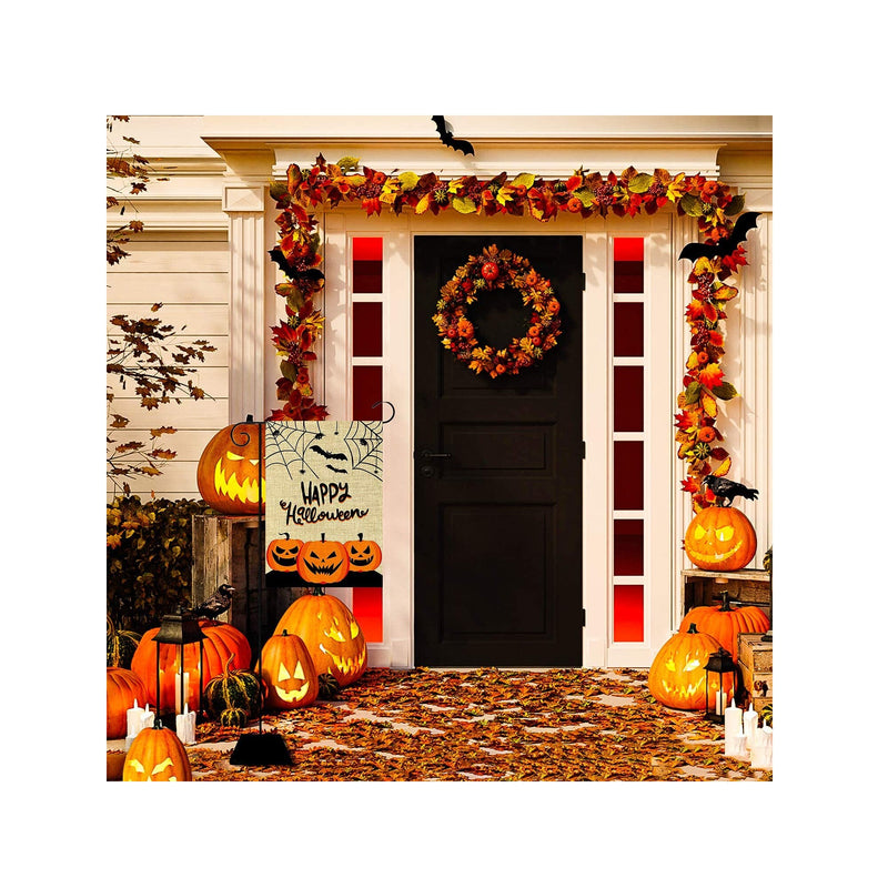 WATINC 4Pcs Garden Flags Happy Halloween Thanksgiving Welcome Winter Merry Christmas Holiday Decorations Pumpkins Turkey Santa Snowman