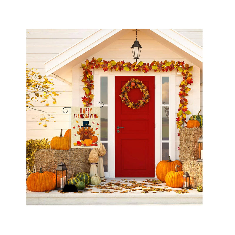 WATINC 4Pcs Garden Flags Happy Halloween Thanksgiving Welcome Winter Merry Christmas Holiday Decorations Pumpkins Turkey Santa Snowman