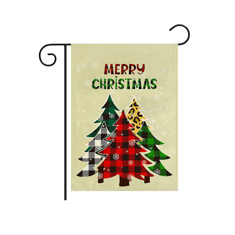 CaseTank Merry Christmas Garden Flag Christmas Tree Buffalo Check Plaid Vertical Double Sided Yard