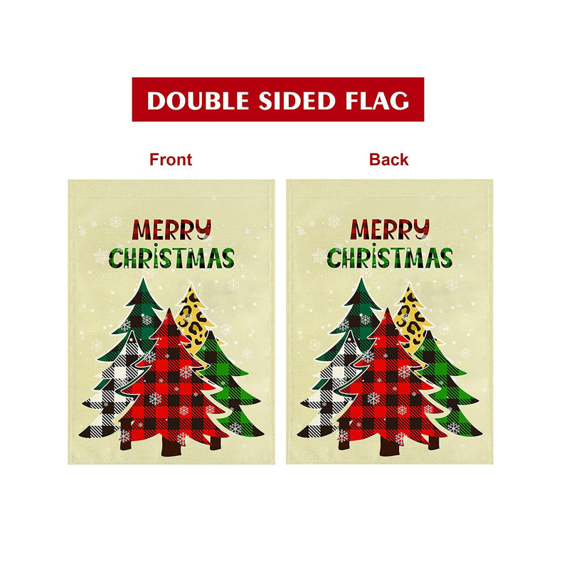 CaseTank Merry Christmas Garden Flag Christmas Tree Buffalo Check Plaid Vertical Double Sided Yard