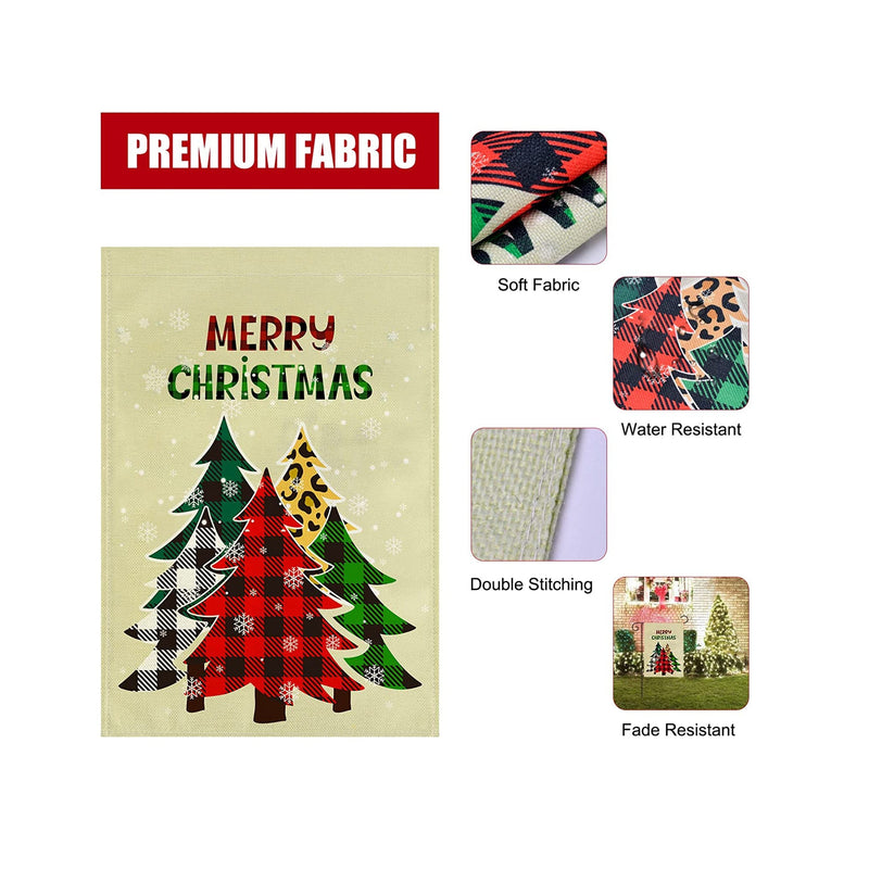 CaseTank Merry Christmas Garden Flag Christmas Tree Buffalo Check Plaid Vertical Double Sided Yard