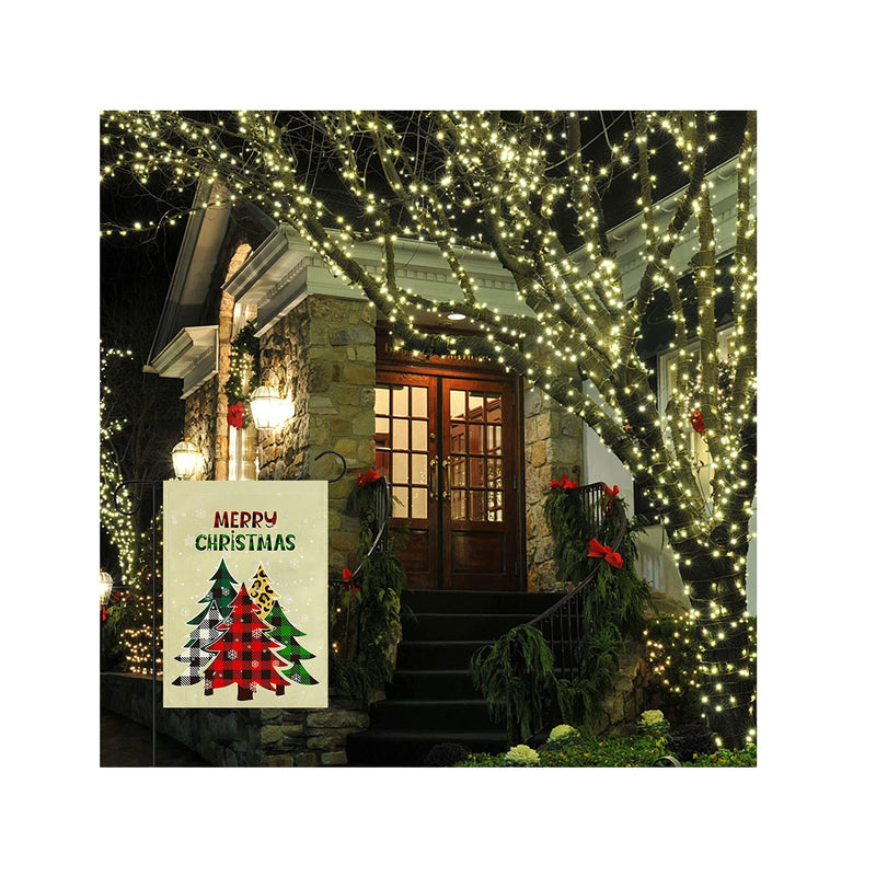 CaseTank Merry Christmas Garden Flag Christmas Tree Buffalo Check Plaid Vertical Double Sided Yard