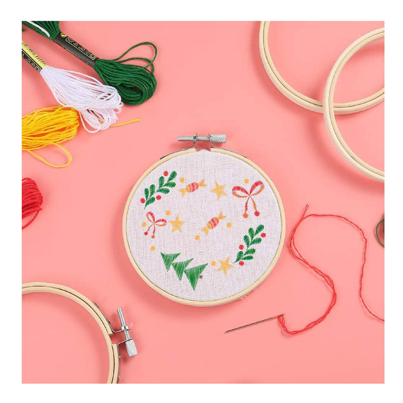 Caydo 20 Pieces 3 Inch Bamboo Embroidery Hoops | Wooden Round Circle