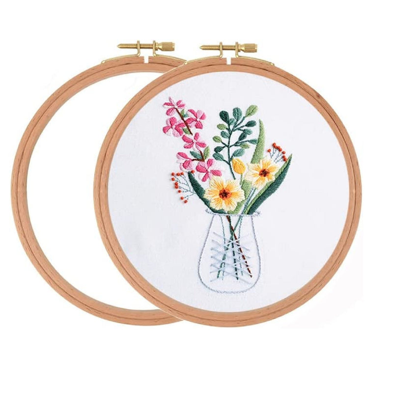 Beech Wood Embroidery Hoop | 2 Pack of 8 Inch Cross Stitch Hoops | Wooden Round Embroidery Frame