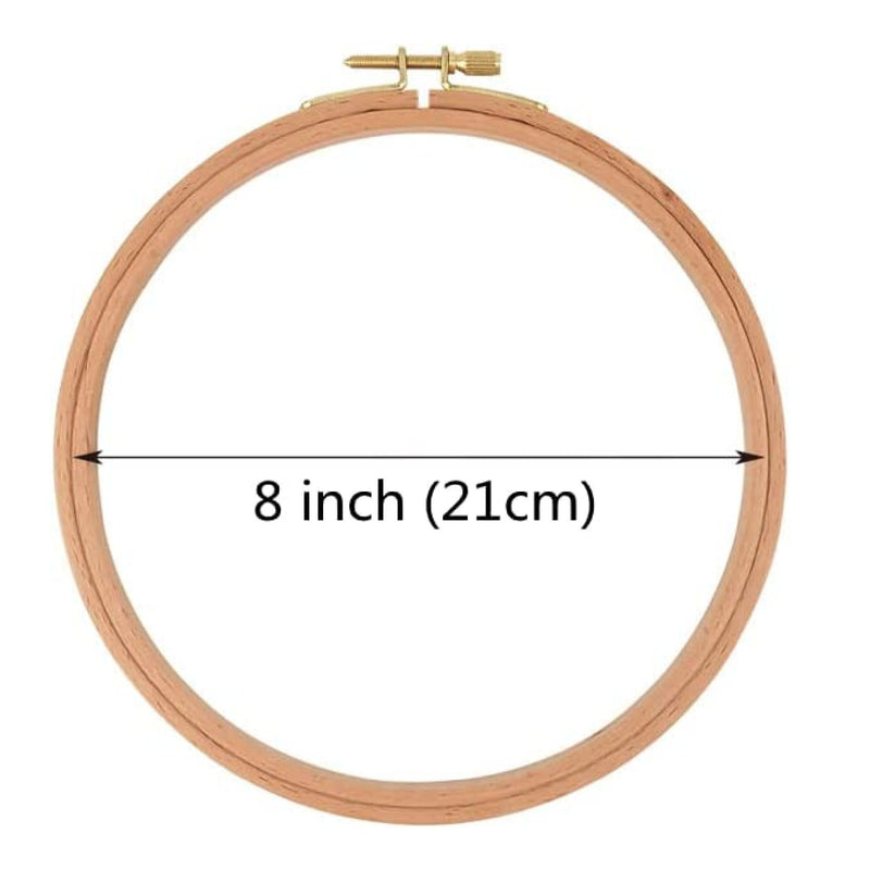 Beech Wood Embroidery Hoop | 2 Pack of 8 Inch Cross Stitch Hoops | Wooden Round Embroidery Frame