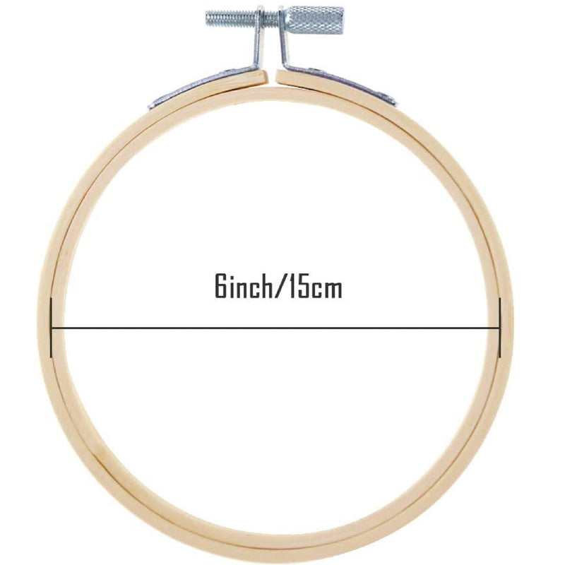 Pllieay 6 Pieces 6 Inch/15 cm Round Embroidery Hoops Bamboo Circle Cross Stitch Hoop Rings For Sewing Craft