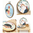 Erlvery DaMain 3 Pieces 6 Inch Round Embroidered Hoops Bulk Imitated Wood Circle Cross Stitch Hoop Ring