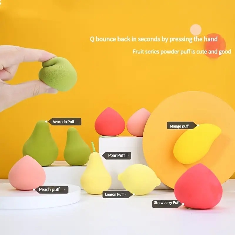 Fruit Puff Set 3 Pieces | Avocado Puff Gift Set | Suitable For Foundation And Makeup Puff | Cream | Powder | Concealer