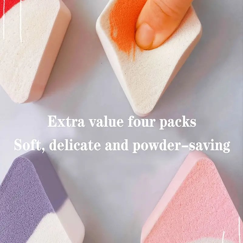 4pcs Makeup Sponge Mixed Color Diamond-shaped Multifunctional Soft Wet And Dry Use Beauty Tool Powder Saving Gifts | Parties And Daily Use